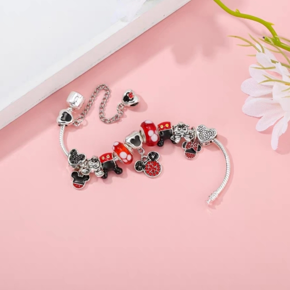Disney Charm Bracelet Mickey & Minnie Pandora Style Collector's Piece - Picture 5 of 10